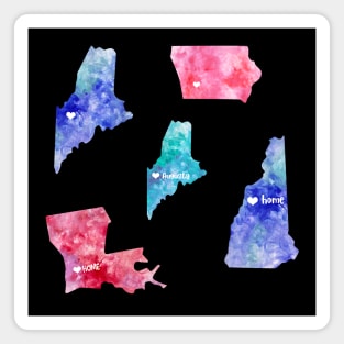 Watercolor map usa states stickers set iowa louisiana new hampshire maine Magnet